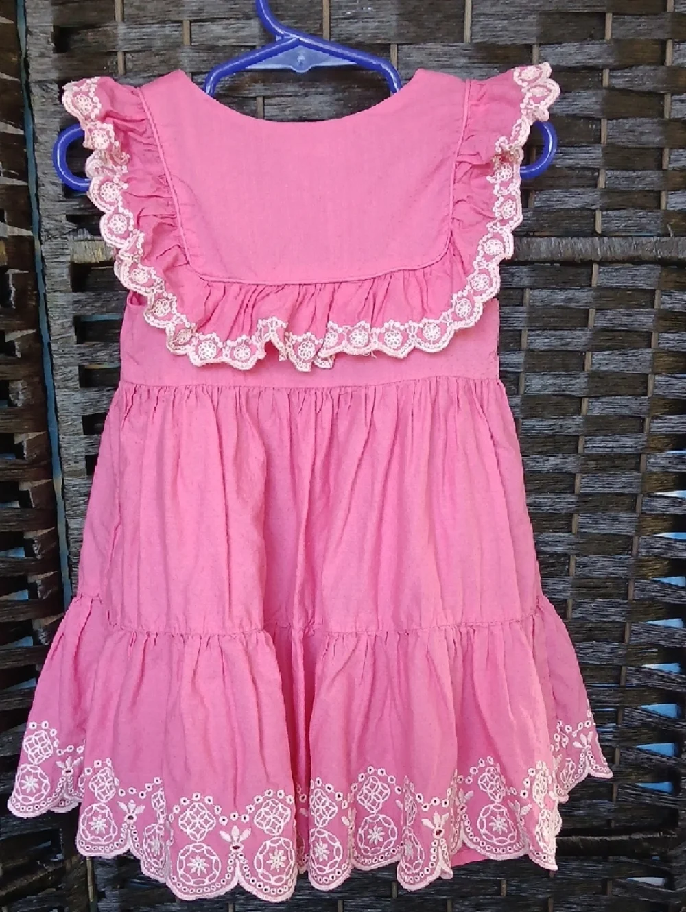 Max Studio Pink Button-Front Ruffle Dress with Lace Trim Girls SZ 3T